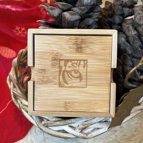 Logo bamboo Coaster Set